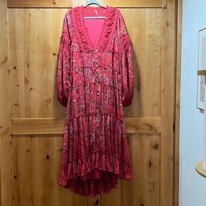 Free people floral dress. Deep red XL